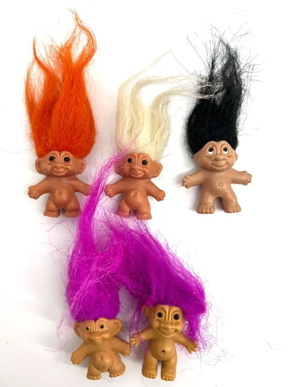 Vintage Russ Miniature Lucky Troll Dolls Lot of 5